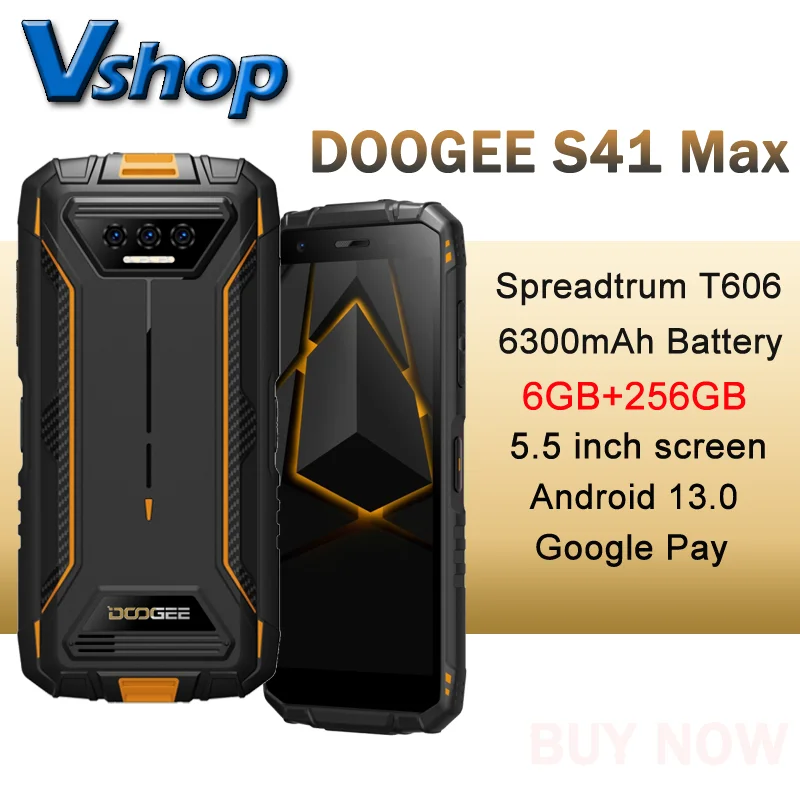 DOOGEE S41 Max ߰ ޴, 6GB + 256GB, 5.5 ġ IPS HD 13MP AI Ʈ ī޶, 6300mAh Spreadtrum T606, ȵ̵ 13 NFC Ʈ